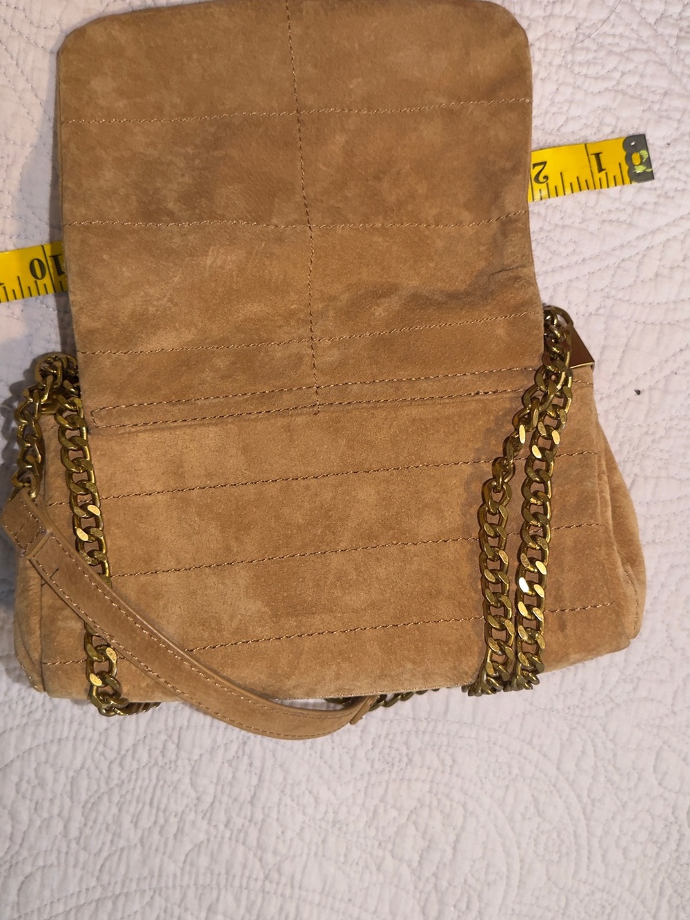 Zara Tan Suede Shoulder Bag with Gold Chain - Picture 3 of 3